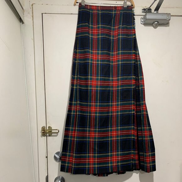 VINTAGE ALJEANS MAXI WOOL PLAID PLEATED KILT SKIRTS SIZE 8 - Picture 5 of 16
